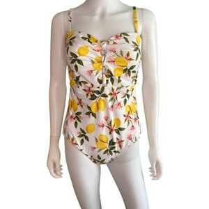 Kona Sol Lemon Print One Piece Swimsuit